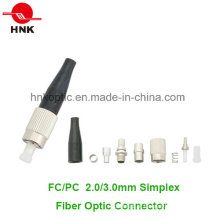 FC PC 3.0mm Simplex Singlemode Fibra Óptica Conector